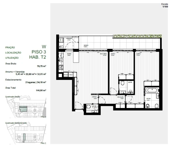 Apartamento T2 para Venda em Rebordosa Planta 1