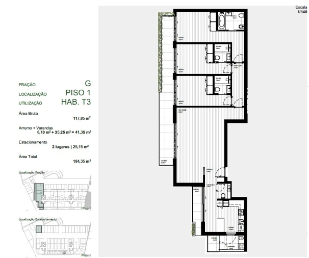 Apartamento T3 para Venda em Rebordosa Planta 1