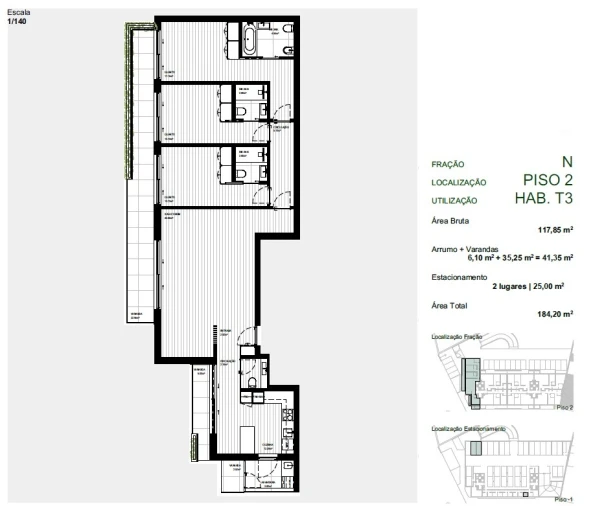 Apartamento T3 para Venda em Rebordosa Planta 1