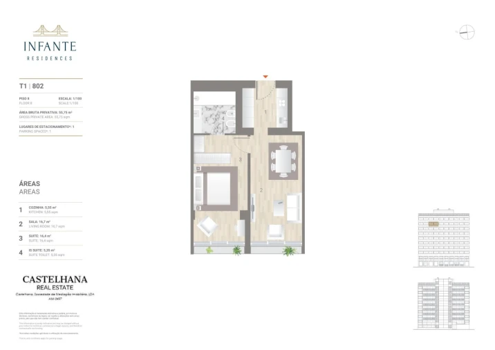 Apartamento T1 para Venda em Estrela Planta 1
