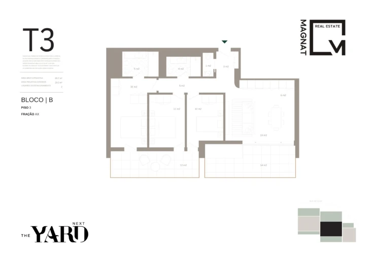 Apartamento T3 para Venda em Santa Marinha e São Pedro da Afurada Planta 1