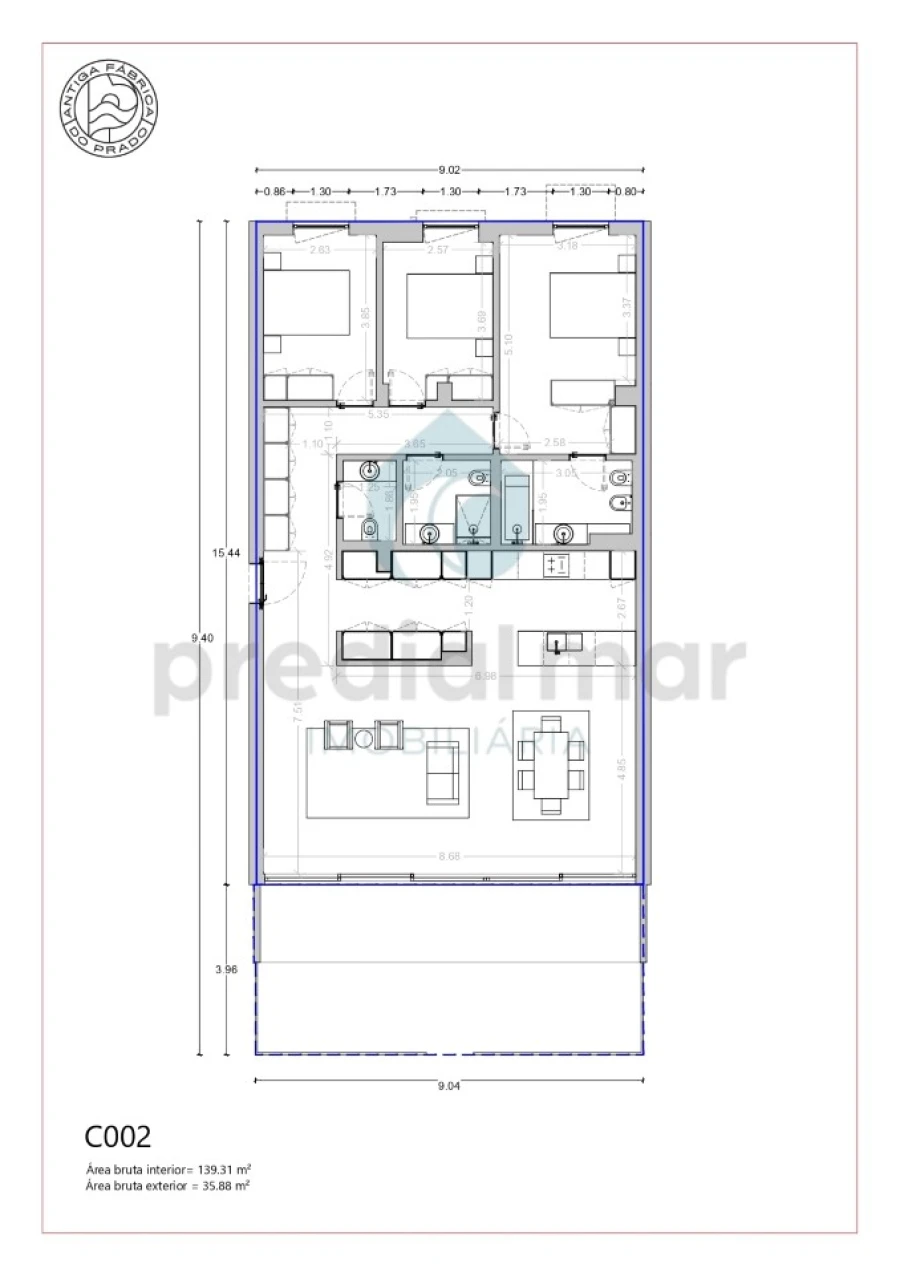 Apartamento T3 para Venda em Matosinhos e Leça da Palmeira Planta 1
