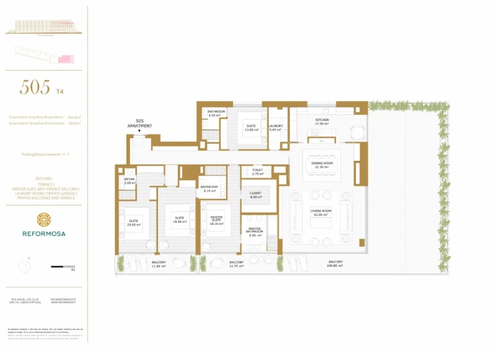 Apartamento T4 para Arrendamento em Cascais e Estoril Planta 1