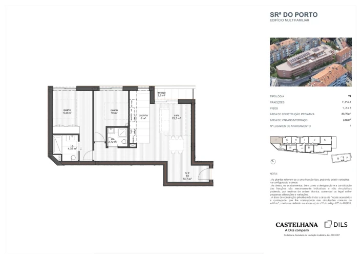 Apartamento T2 para Venda em Ramalde Planta 1