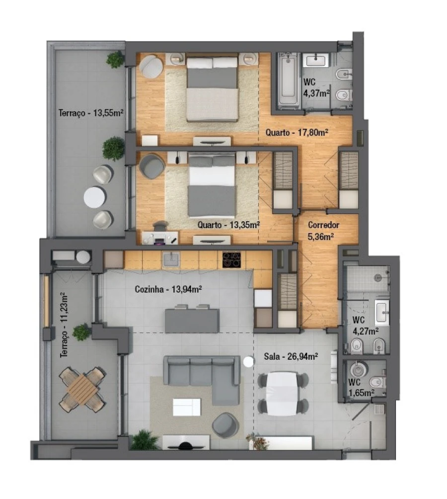 Apartamento T2 para Venda em Faro (Sé e São Pedro) Planta 1