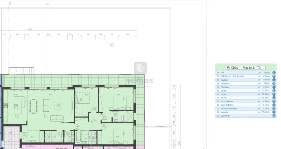 Apartamento T3 para Venda em Parceiros e Azoia Planta 1