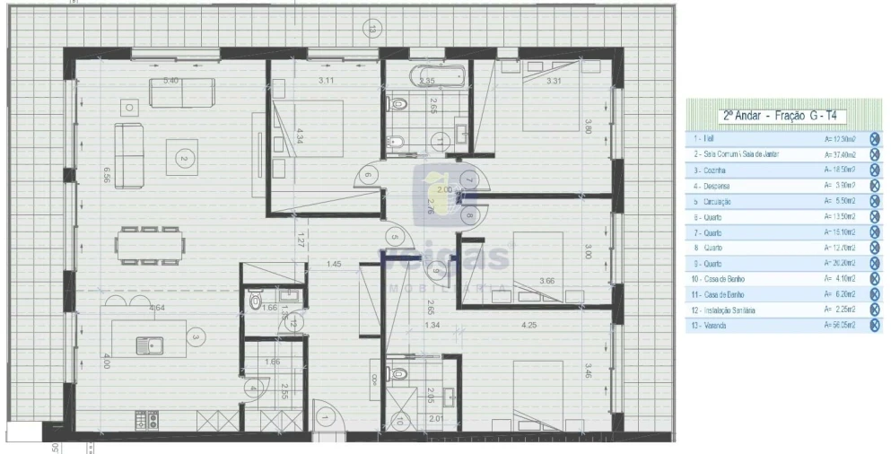 Apartamento T4 para Venda em Parceiros e Azoia Planta 1