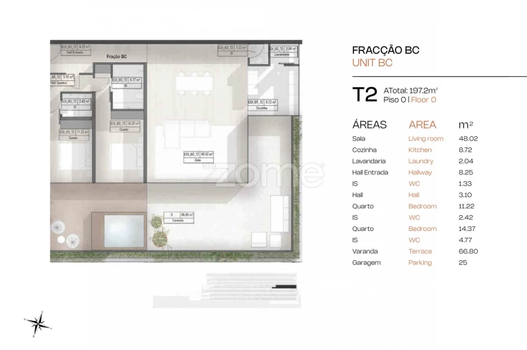 Apartamento T2 para Venda em Gondomar (São Cosme), Valbom e Jovim Planta 1