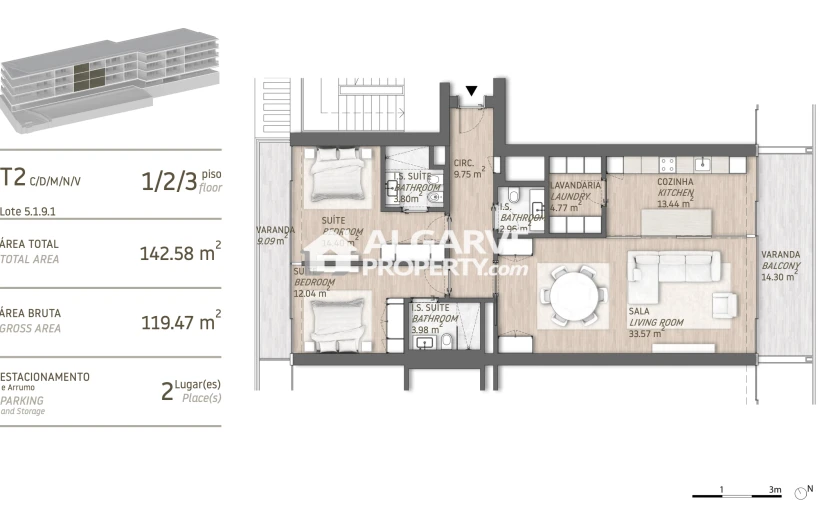 Apartamento T2 para Venda em Quarteira Planta 1