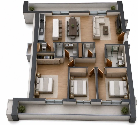 Apartamento T3 para Venda em Paços de Ferreira Planta 1