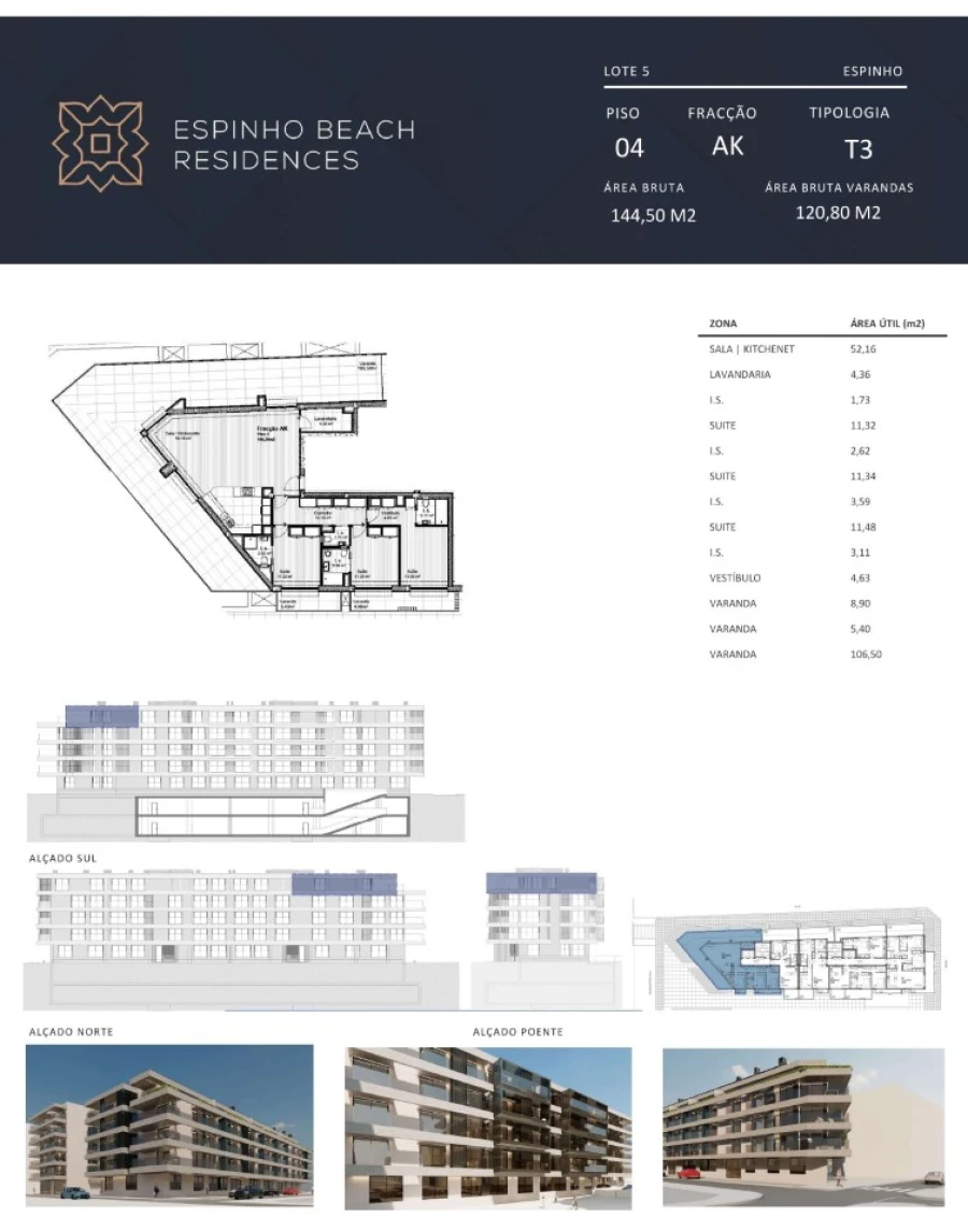 Apartamento T3 para Venda em Espinho Planta 1