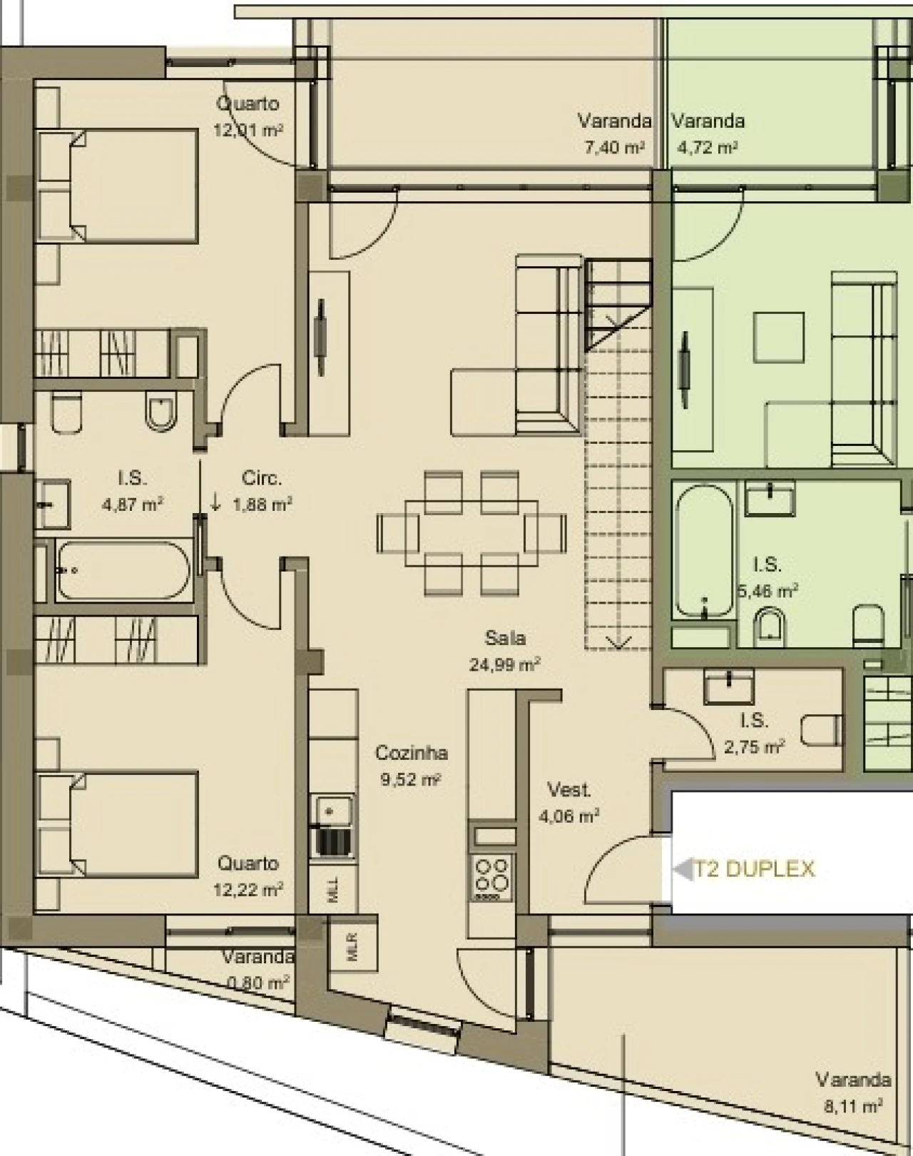 Apartamento T2 para Venda em Repeses e São Salvador Planta 2