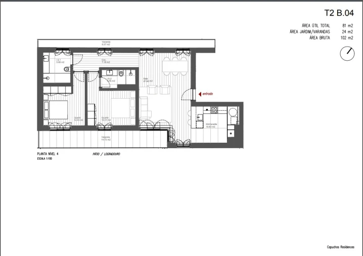 Apartamento T2 para Venda em Santo António Planta 1