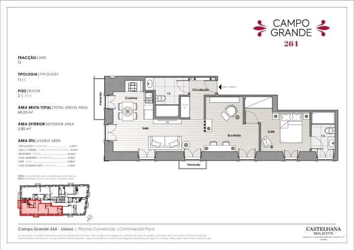 Apartamento T1 para Venda em Alvalade Planta 1