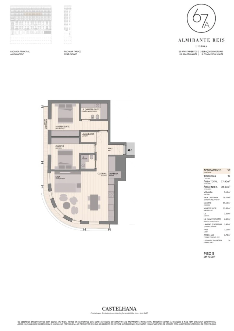 Apartamento T2 para Venda em Arroios Planta 1