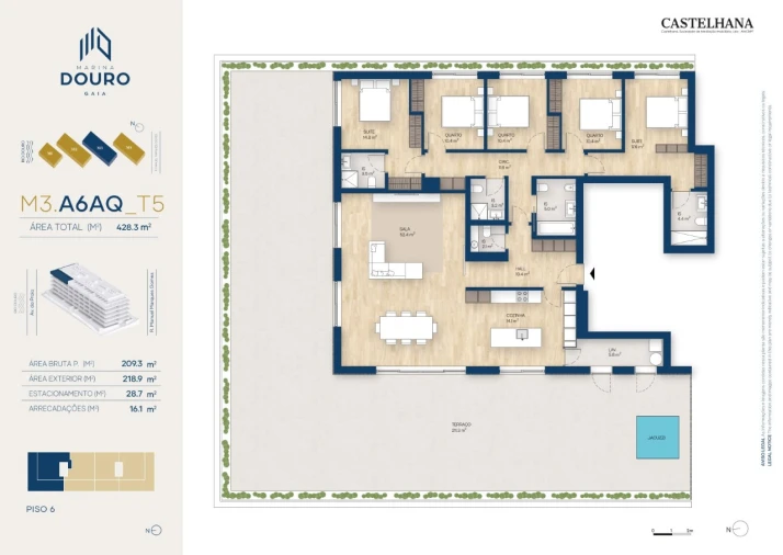 Apartamento T5 para Venda em Canidelo Planta 1