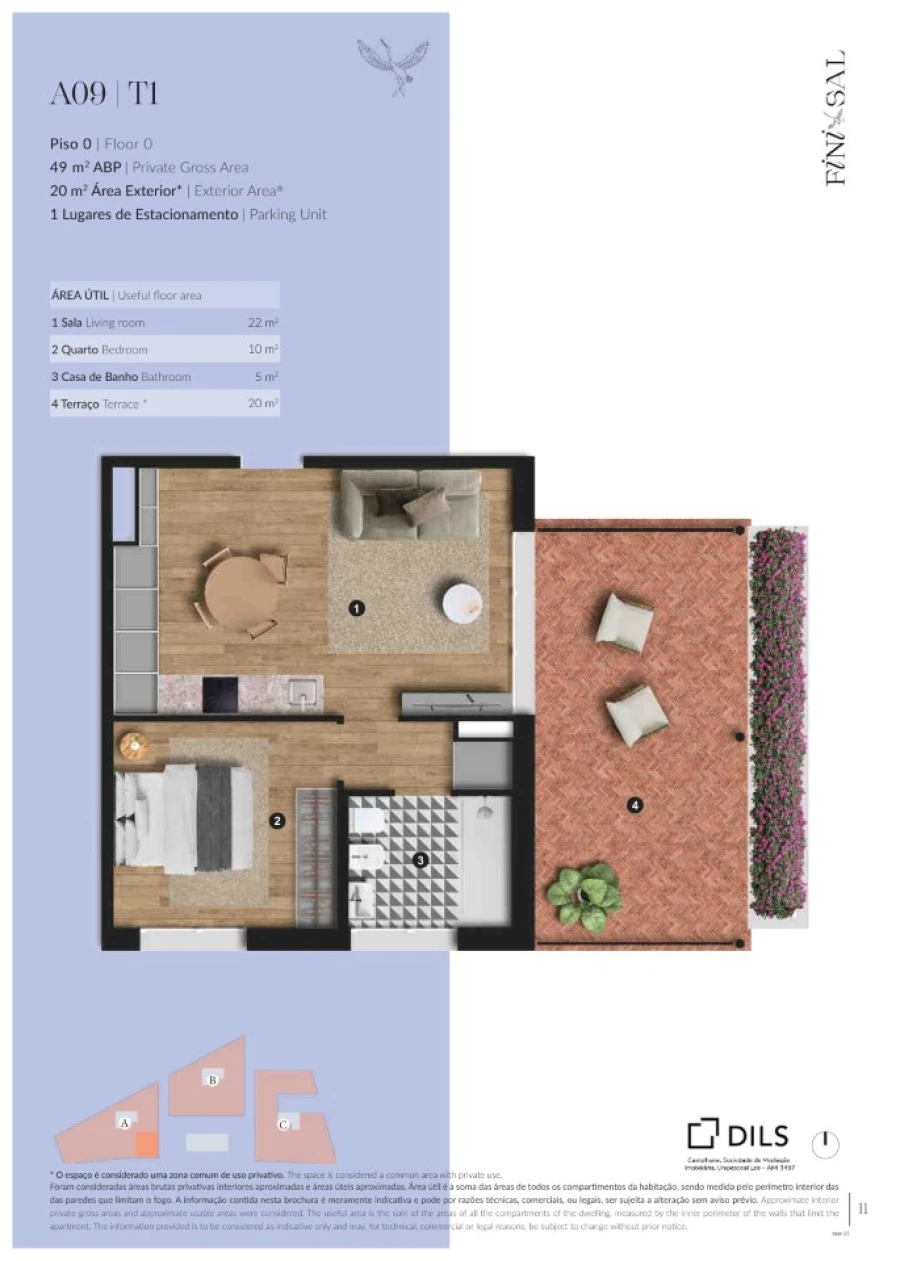 Apartamento T1 para Venda em Santa Maria do Castelo e Santiago e Santa Susana Planta 1