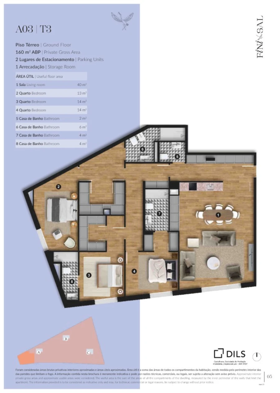 Apartamento T3 para Venda em Santa Maria do Castelo e Santiago e Santa Susana Planta 1