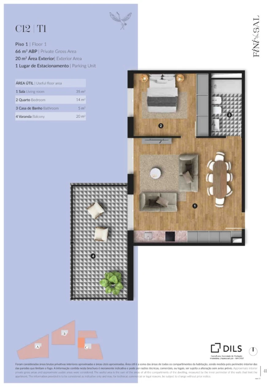 Apartamento T1 para Venda em Santa Maria do Castelo e Santiago e Santa Susana Planta 1