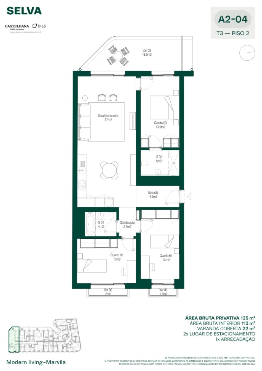 Apartamento T3 para Venda em Marvila Planta 1