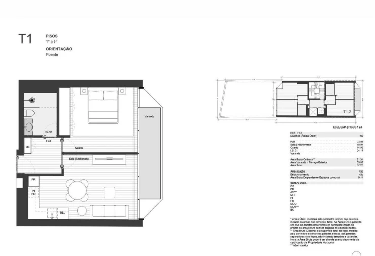 Apartamento T1 para Venda em Matosinhos e Leça da Palmeira Planta 1