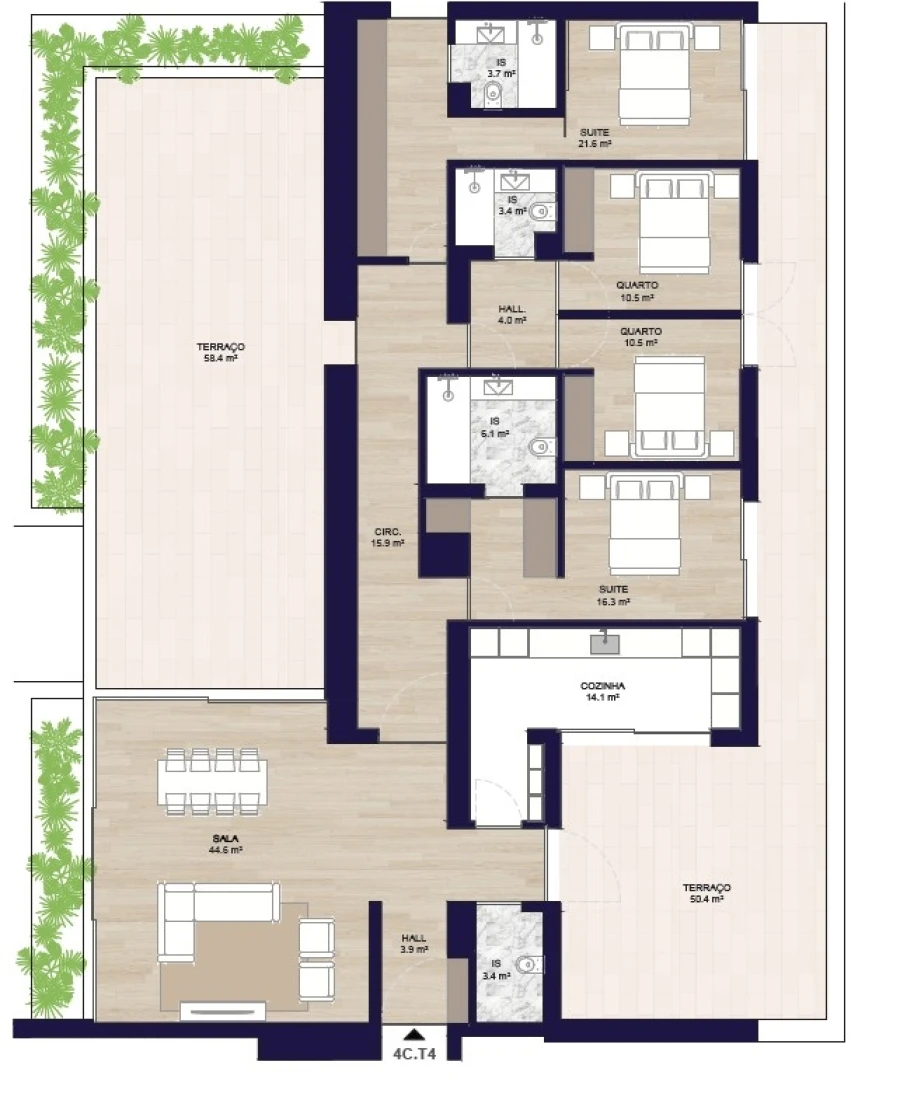 Apartamento T4 para Venda em Matosinhos e Leça da Palmeira Planta 1