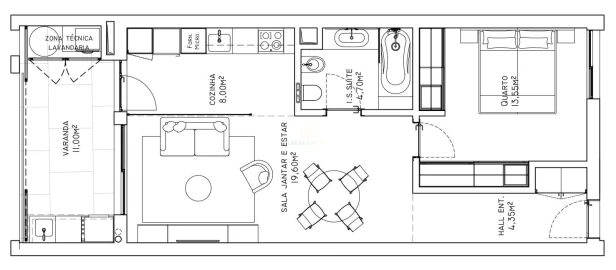 Apartamento T1 para Venda em São Martinho
