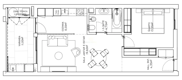 Apartamento T1 para Venda em São Martinho