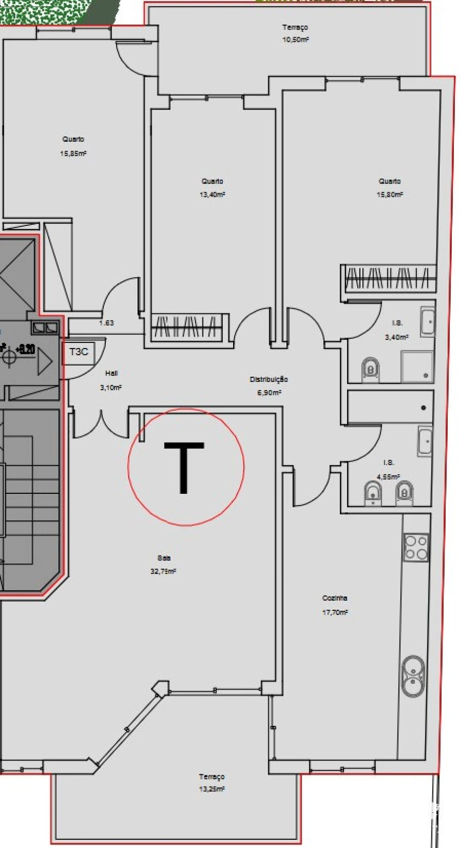Apartamento T3 para Venda em Quelfes Planta 1