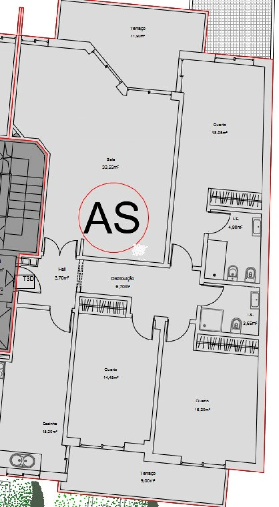 Apartamento T3 para Venda em Quelfes Planta 1