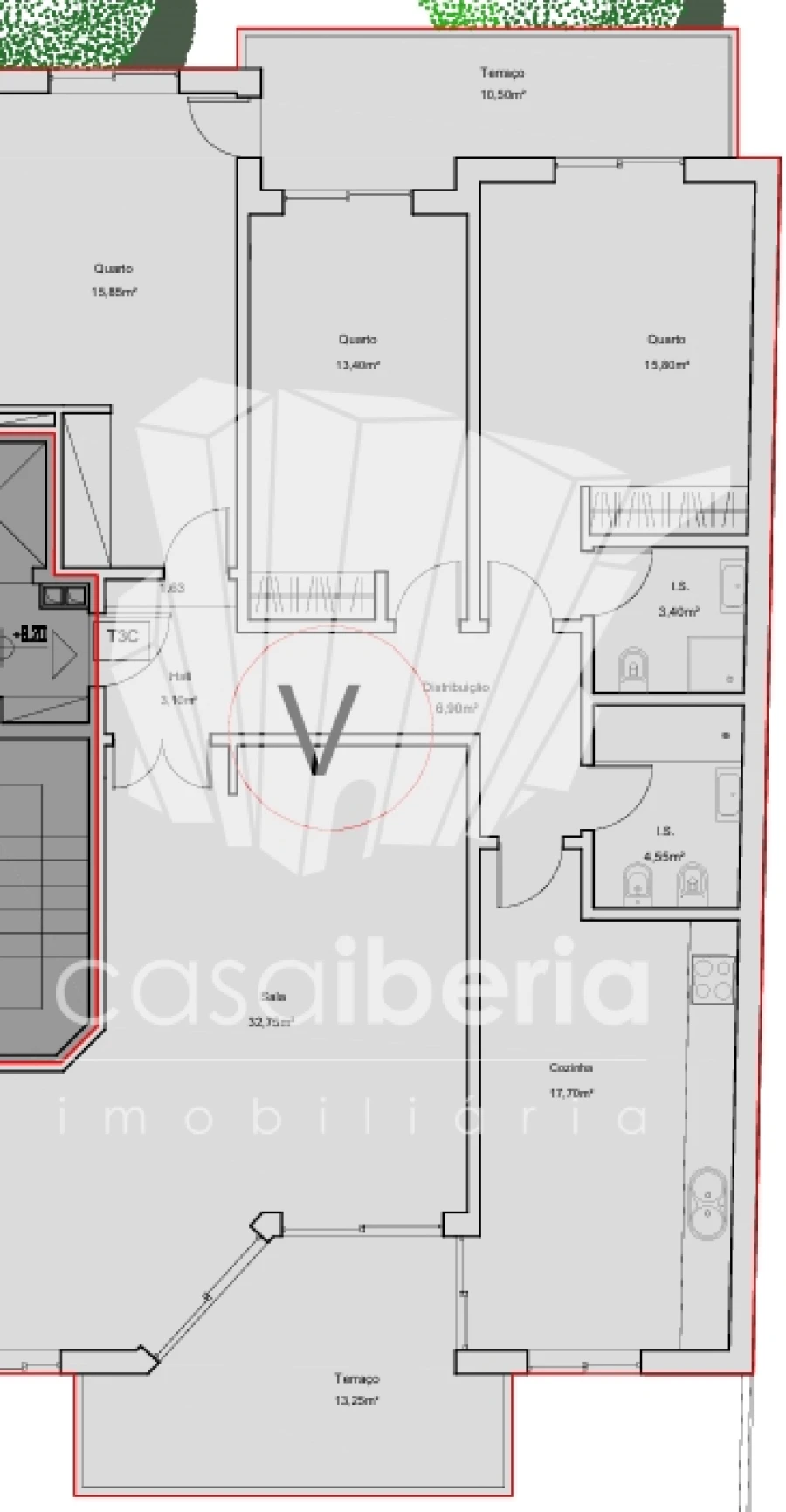 Apartamento T3 para Venda em Quelfes Planta 1