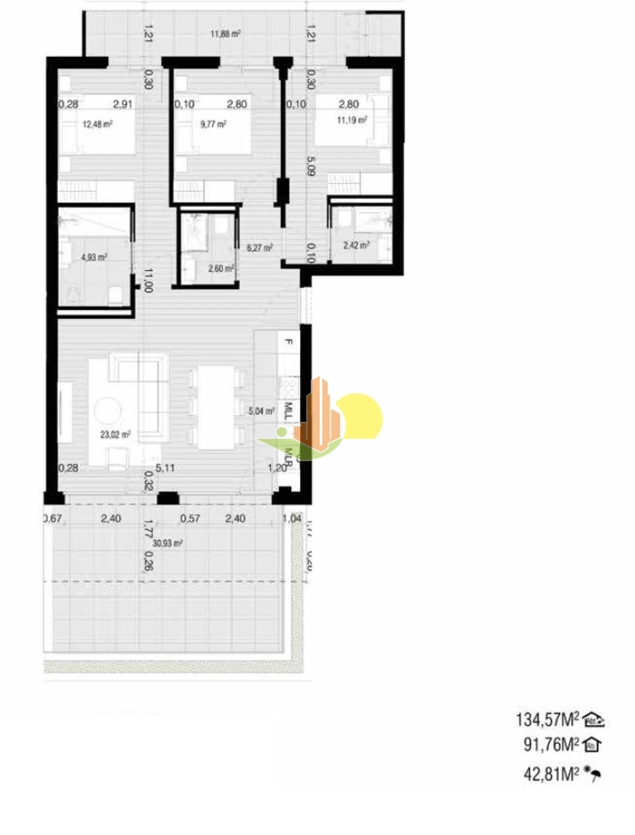 Apartamento T3 para Venda em Buarcos Planta 2