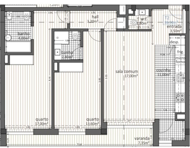 Apartamento T2 para Venda em Moreira Foto 2