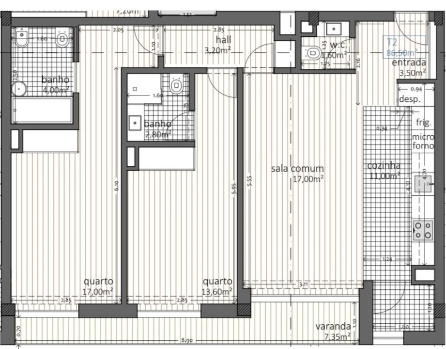 Apartamento T2 para Venda em Moreira Foto 2