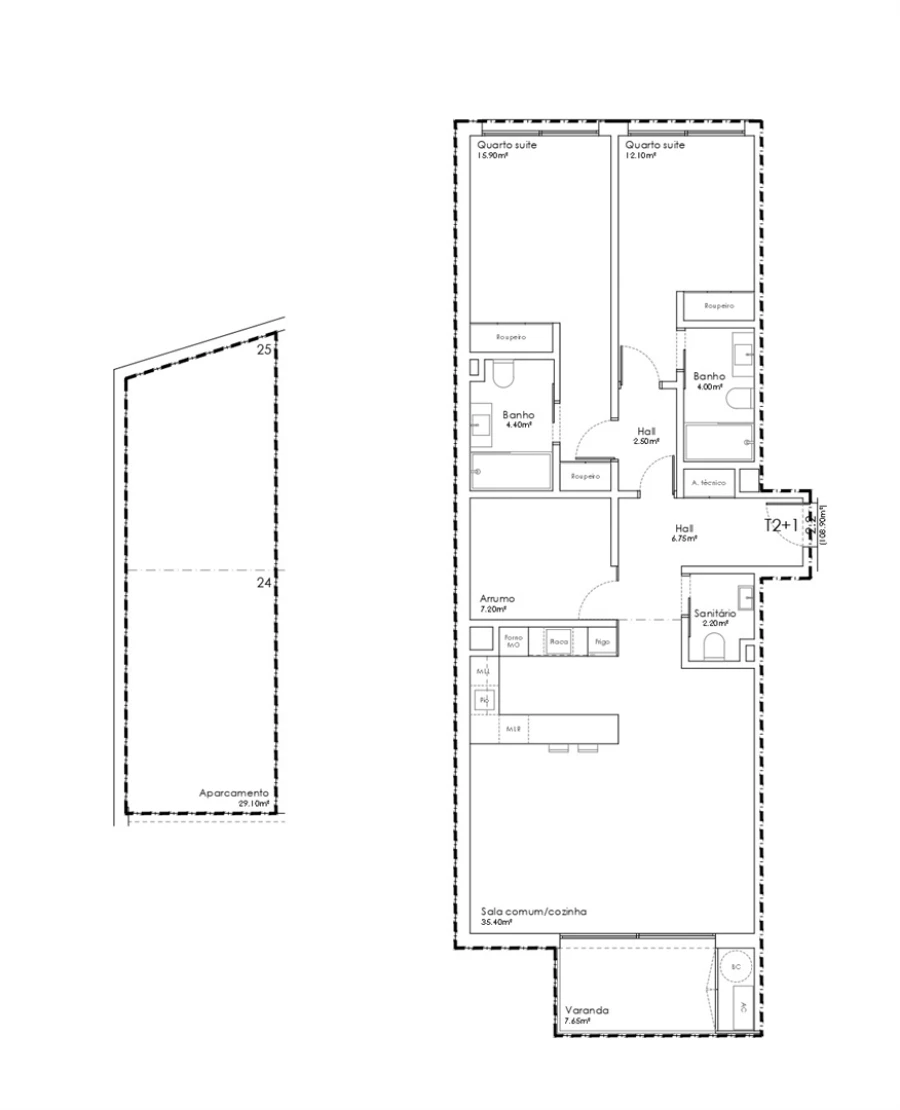 Apartamento T2 para Venda em São João da Madeira Planta 1
