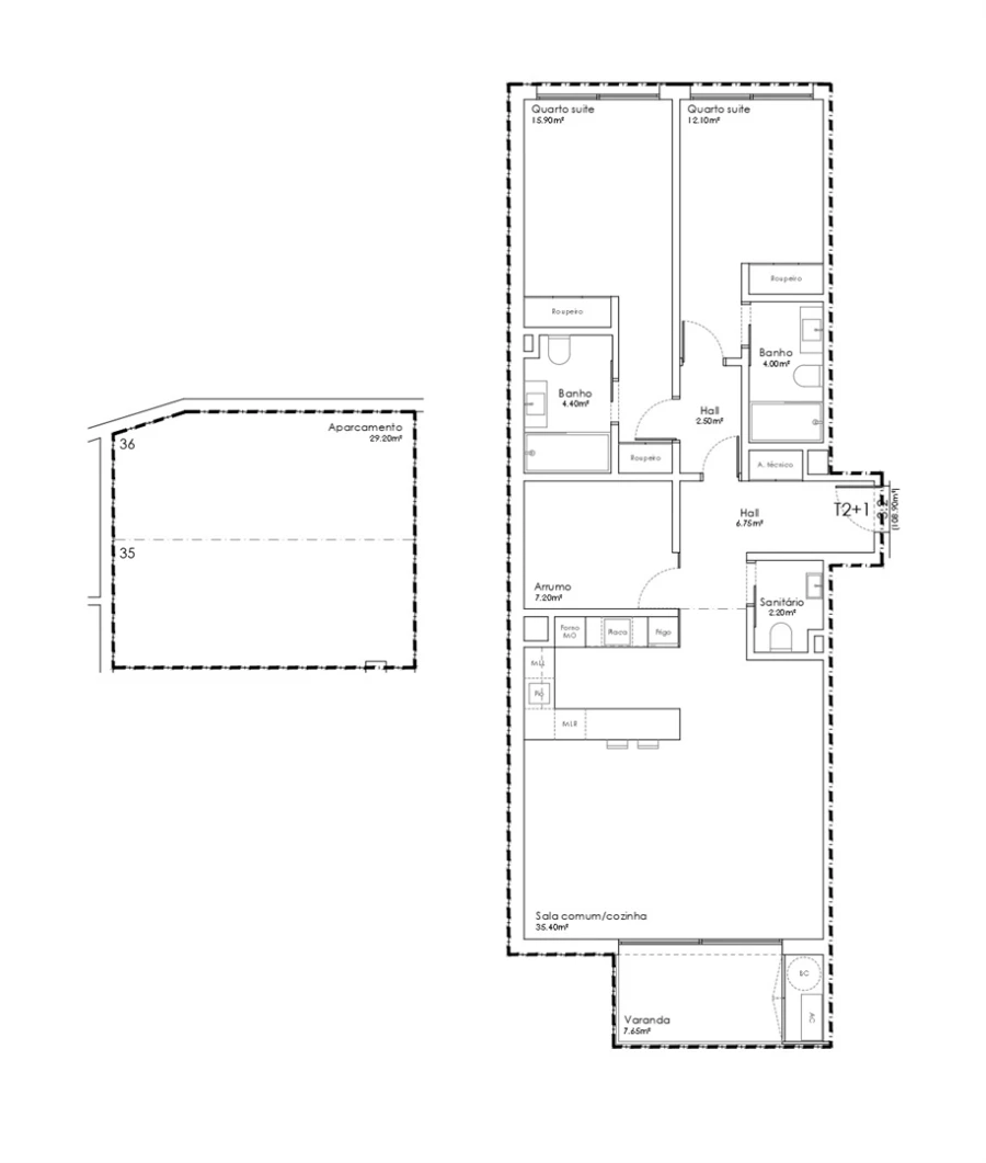Apartamento T2 para Venda em São João da Madeira Planta 1