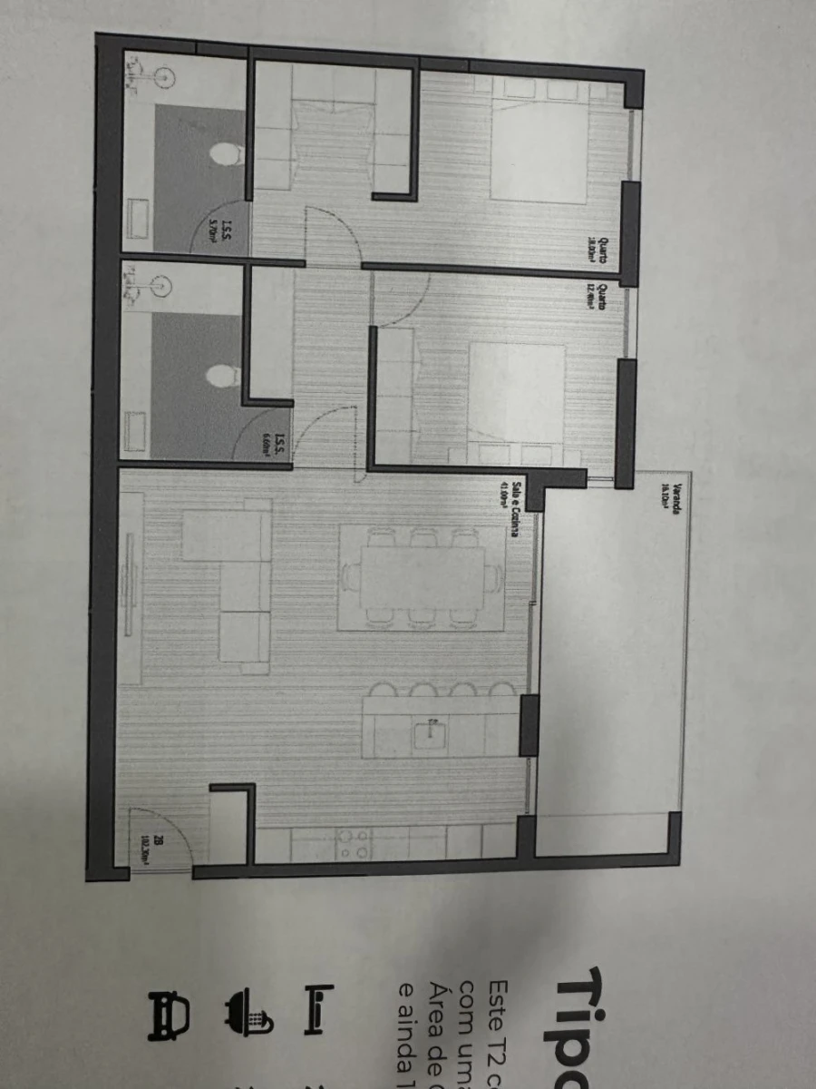 Apartamento T2 para Venda em Poiares (Santo Andre) Planta 1