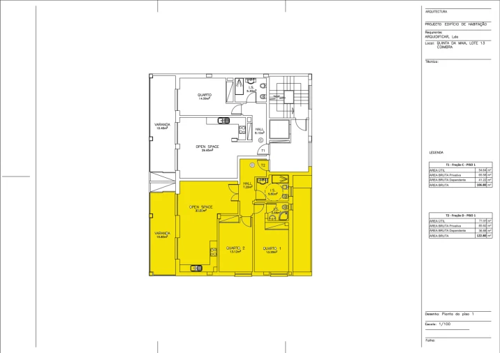 Apartamento T2 para Venda em Santo Antonio dos Olivais Planta 1