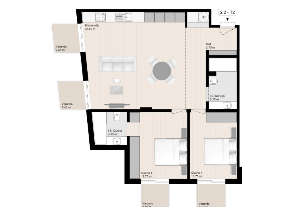 Apartamento T2 para Venda em Gulpilhares e Valadares Foto 31