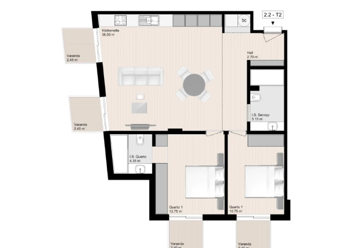 Apartamento T2 para Venda em Gulpilhares e Valadares Foto 31