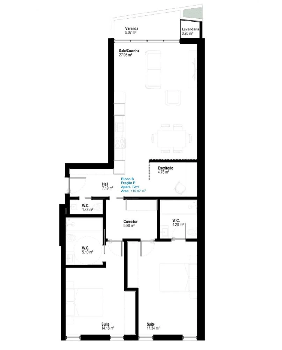 Apartamento T2 para Venda em Esgueira Planta 1