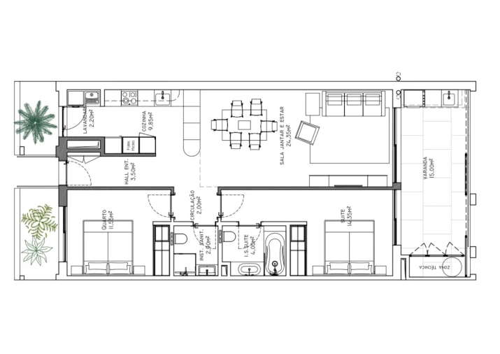 Apartamento T2 para Venda em São Martinho Planta 1