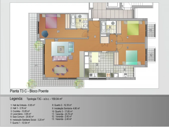 Apartamento T3 para Venda em São Martinho Planta 1