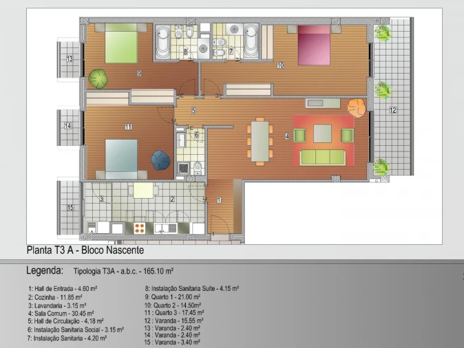 Apartamento T3 para Venda em São Martinho Planta 1