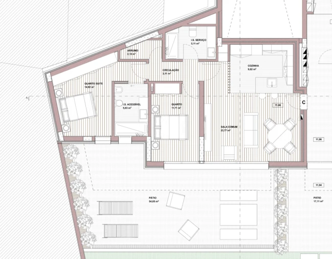 Apartamento T2 para Venda em Glória e Vera Cruz Planta 1