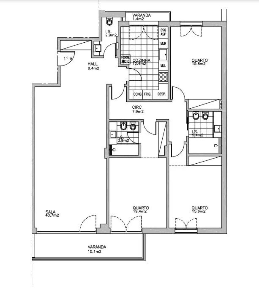Apartamento T3 para Venda em Carcavelos e Parede Planta 1