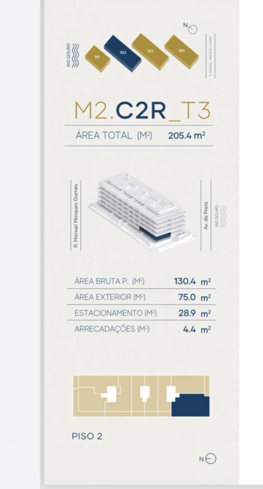 Apartamento T3 para Venda em Canidelo Planta 2