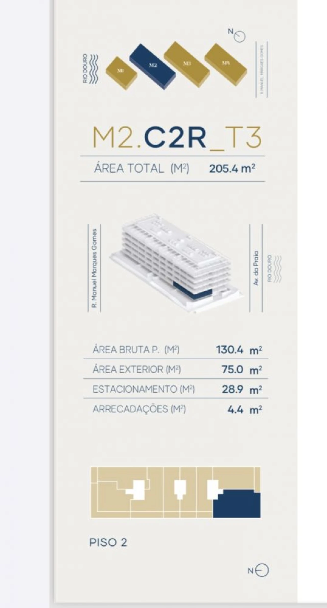 Apartamento T3 para Venda em Canidelo Planta 2