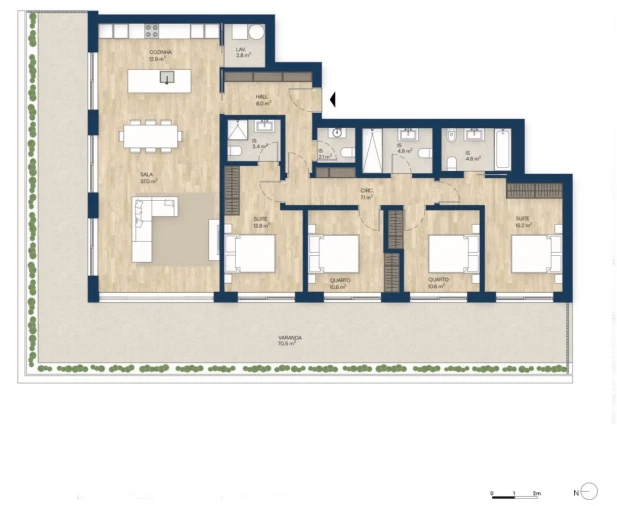 Apartamento T4 para Venda em Canidelo Planta 1