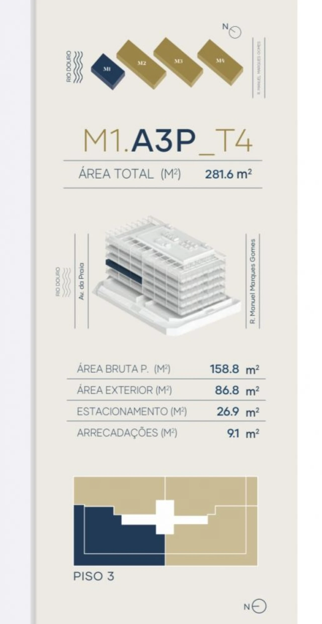 Apartamento T4 para Venda em Canidelo Planta 2